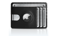 Thumbnail for premium black leather airtag cardholder wallet