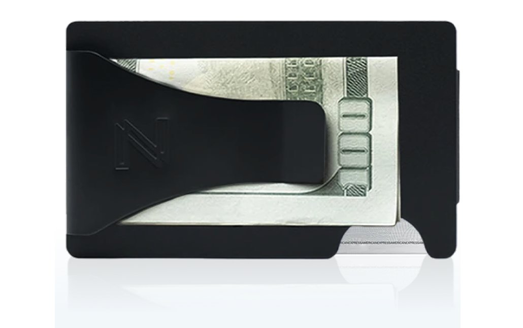 Back of Matte Aluminum Mens Wallet with Money Clip | Black Metal Wallet for men | Slim Wallet for Men