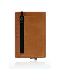 Thumbnail for brown leather trifold airtag wallet
