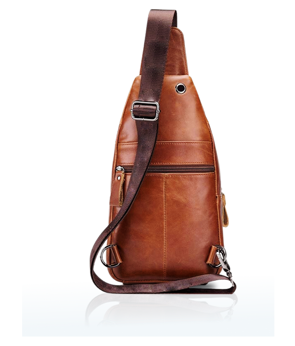 premium leather cross body sling bag back pocket