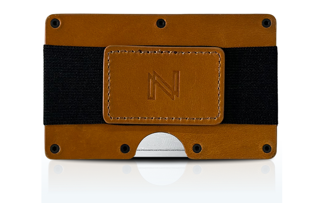 leather slim RFID wallet for men with cash strap