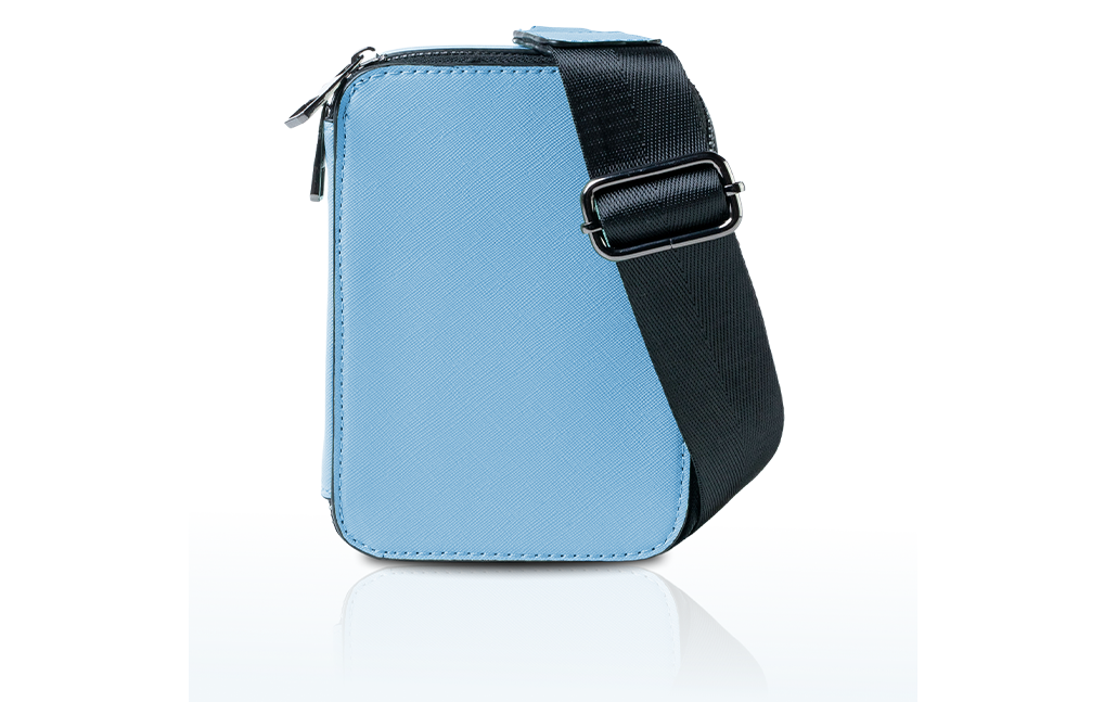 blue leather sling bag for men