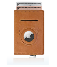Thumbnail for tevel brown leather trifold airtag wallet for men