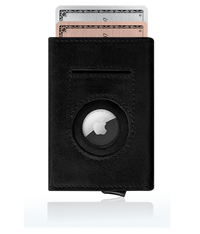 Thumbnail for trifold airtag wallet in premium black leather