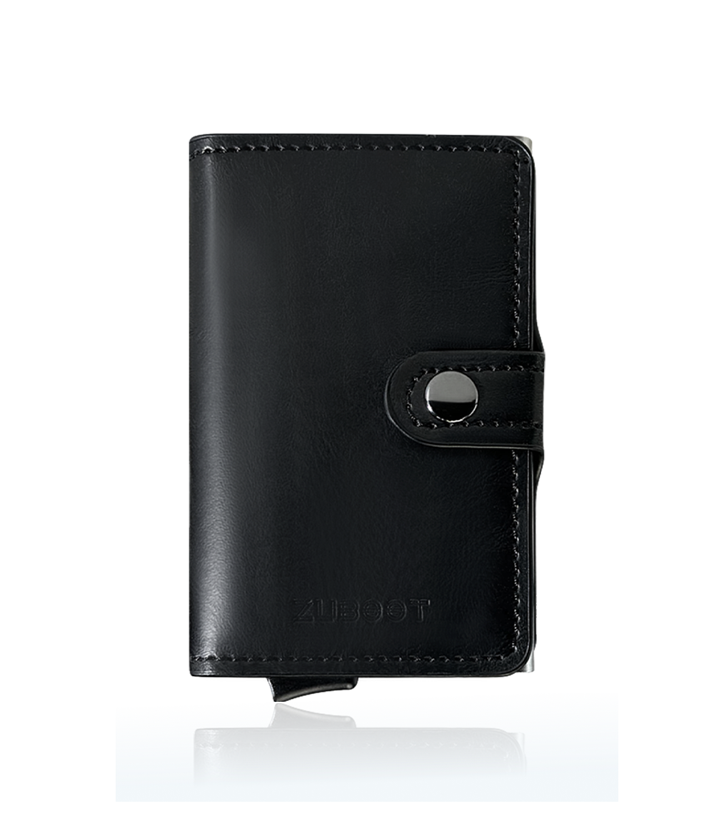 vegan leather black airtag bifold wallet