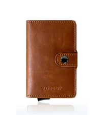 Thumbnail for bifold vegan brown leather airtag wallet front view