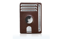 Thumbnail for brown leather airtag card holder wallet