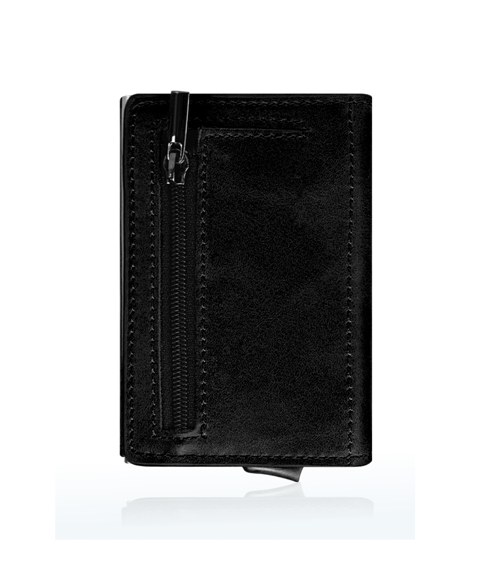 trifold airtag wallet with zipper coin pouch
